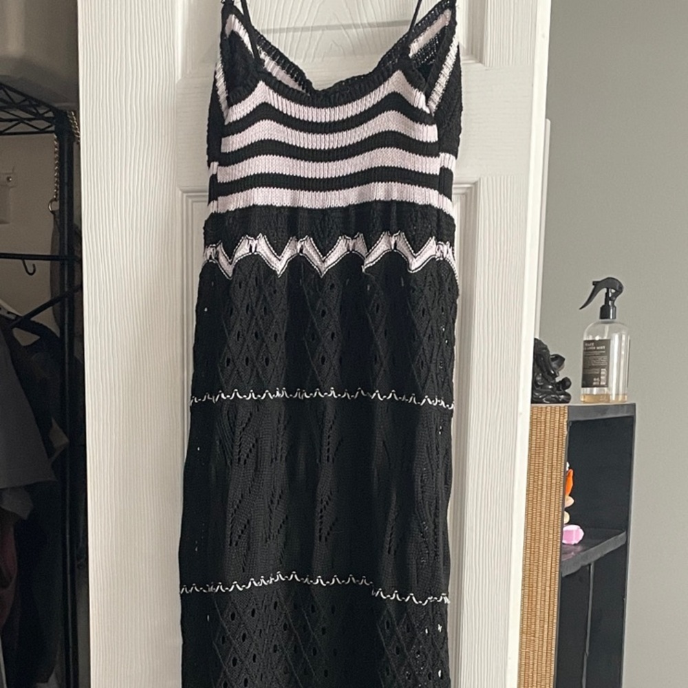 SHEIN Black and White Knit Maxi Dress